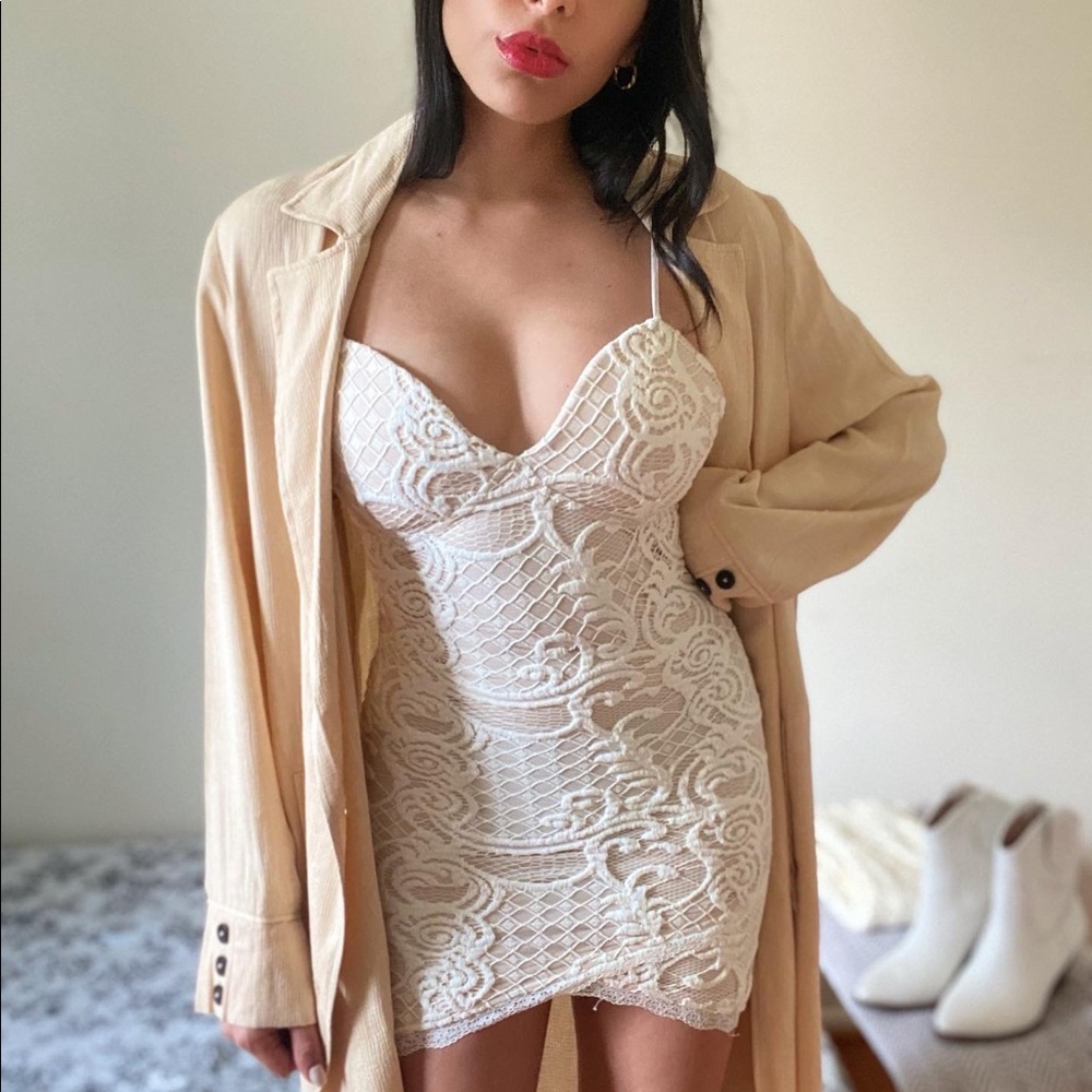Vintage Micro white floral dress, with bustier